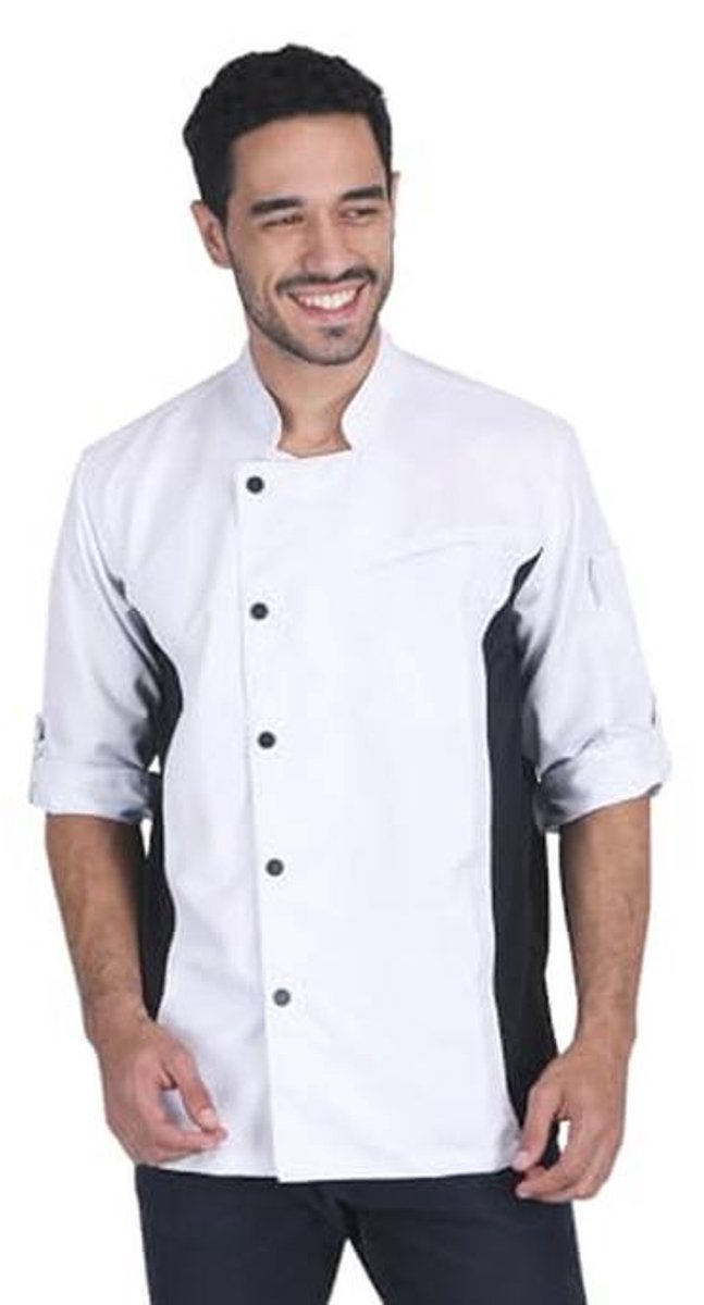 Asymmetrische chef-kok jas met zijmesh voor professionele chefs
