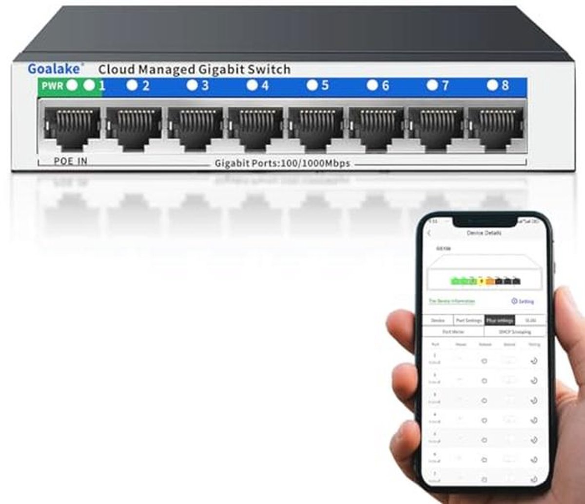 8-poorts Gigabit Ethernet Managed Switch voor Netwerkbeheer - Plug & Play - Cloud Management