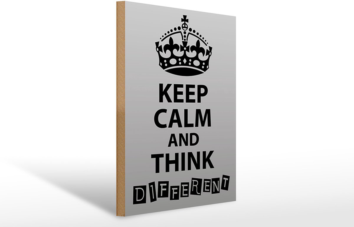 Holzschild Spruch 30x40cm Keep Calm think different