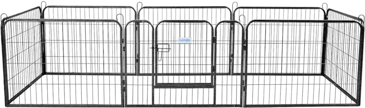 Lendo Online - Hondenren - Hondenkennel - Puppyren met 8 panelen van 80x60cm - Staal - Ø 210 cm en 640cm omtrek - Antraciet