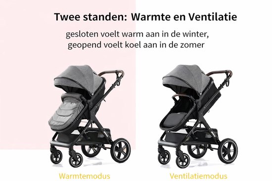 Luxe Kinderwagen 3-in-1 - Kinderwagen - Reiswieg - Autostoel - Stijlvol en Comfortabel - Geschikt voor kinderen van 0-2 jaar -grijs van Merkloos — afbeelding 5