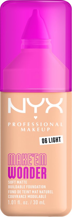 NYX Professional Make Up Make ‘EM Wonder Foundation – Zachte matte finish – Met huidverzorgende hyaluronzuur – Light