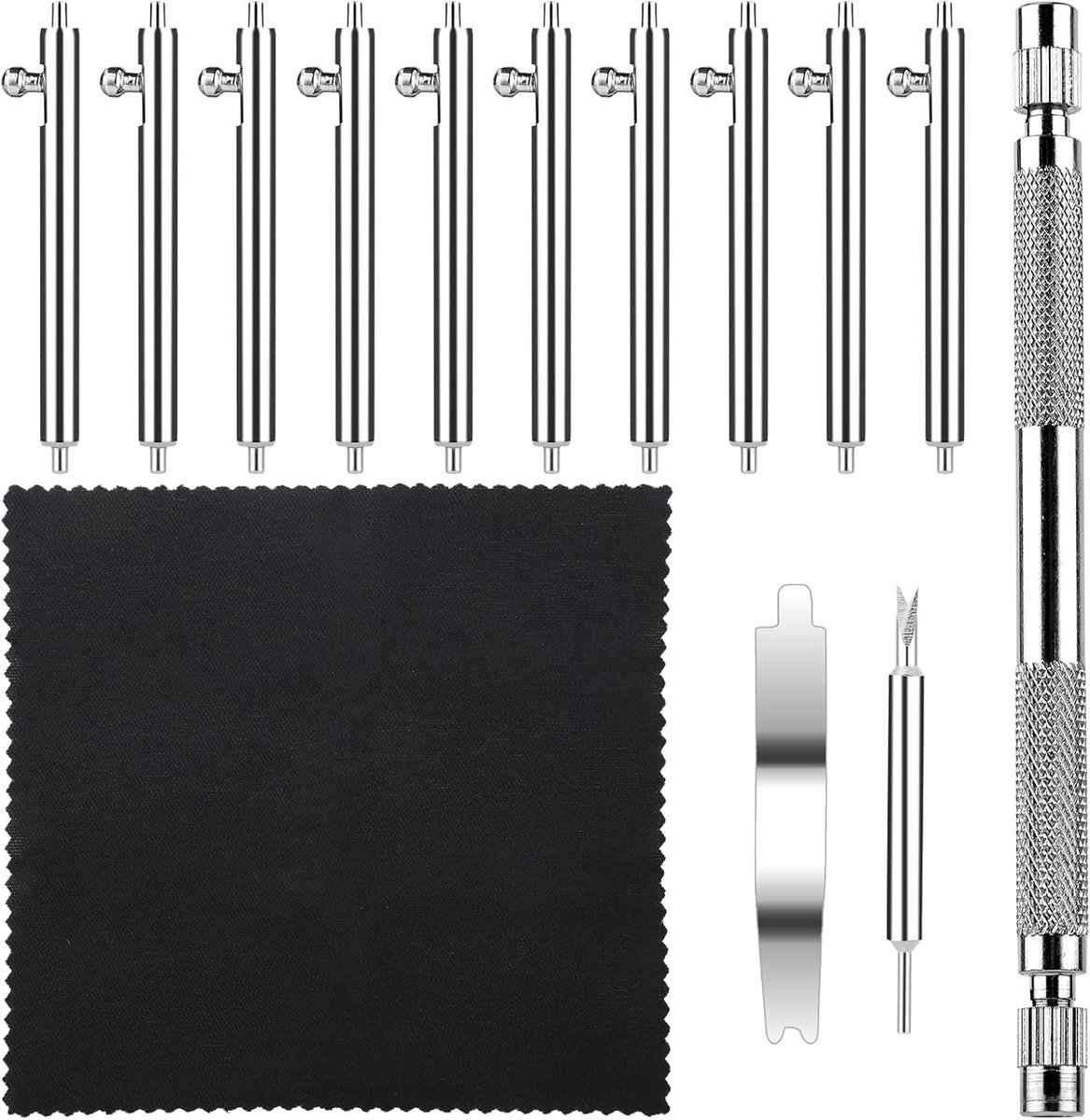 Horloge Pins en Spring Bars | Roestvrijstalen Horlogeband Pins met Verwijdergereedschap voor Horloge Reparatie