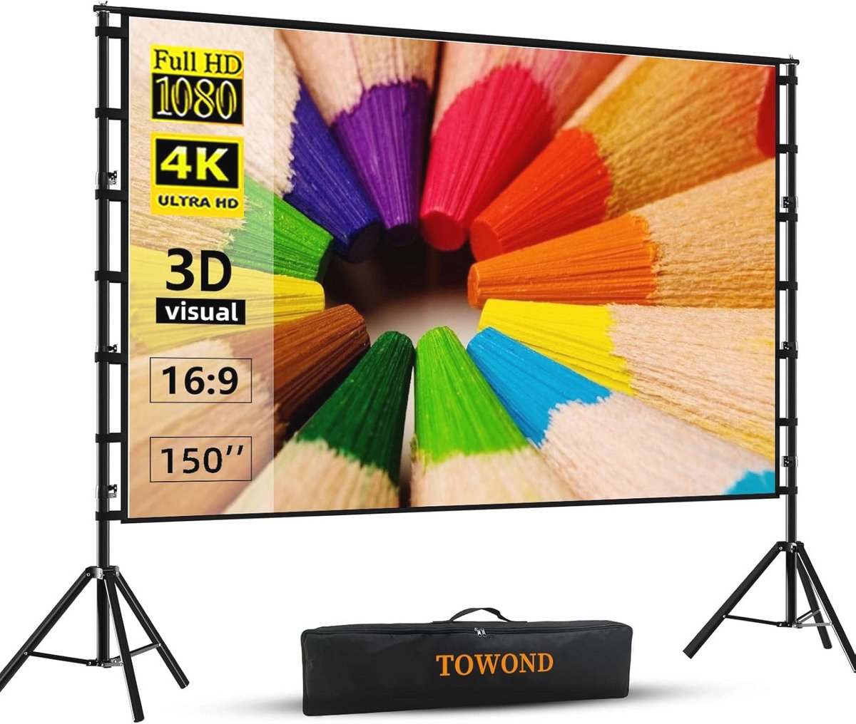 150 inch Projectorscherm - Draagbaar 16:9 4K HD voor Binnen en Buiten
