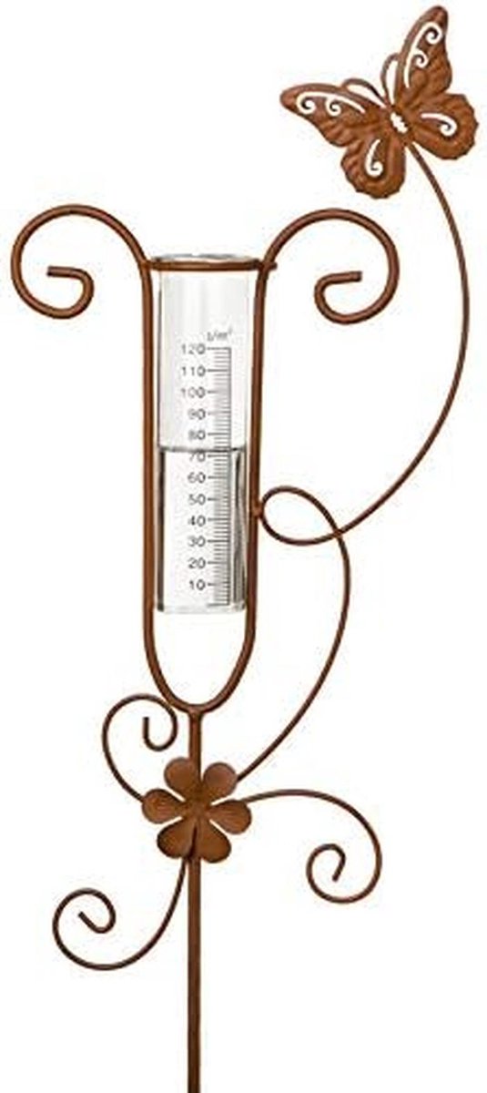 Decoratieve Roestkleurige Regenmeter in Vlinder-Design voor in de Tuin