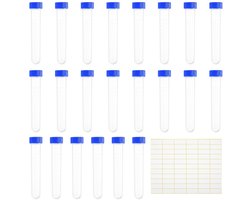 22 Stuks 10ML Proefbuisjes met Schroefdop - Kunststof Transparante Reageerbuisjes voor Laboratorium Experimenten