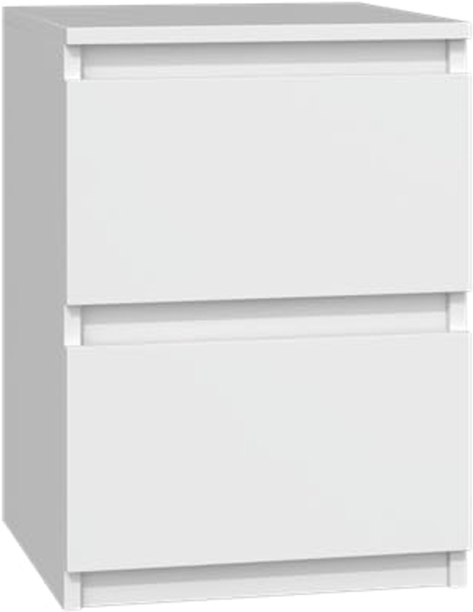 Unyqoos Witte nachtkast met twee ruime lades voor slaapkameropslag