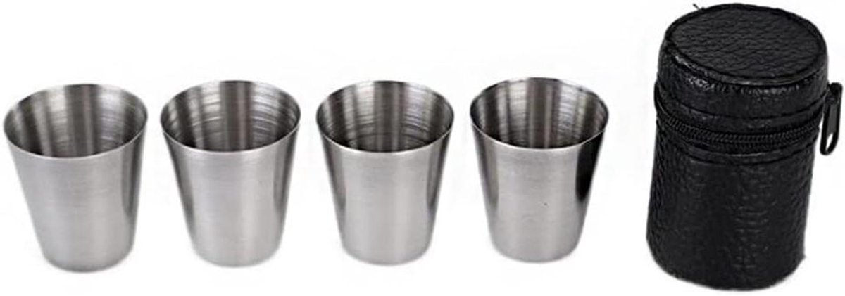 Allecta - Set van 2 roestvrijstalen shot glazen - Espresso shot cups voor bar thuis outdoor - 30ML/1oz