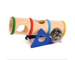 Gsedaox- Knaagdieren Speelgoed - Hamster Wipwap- Muis Hout Tunnels -Hamsterhuis -16.8X7.8 cm