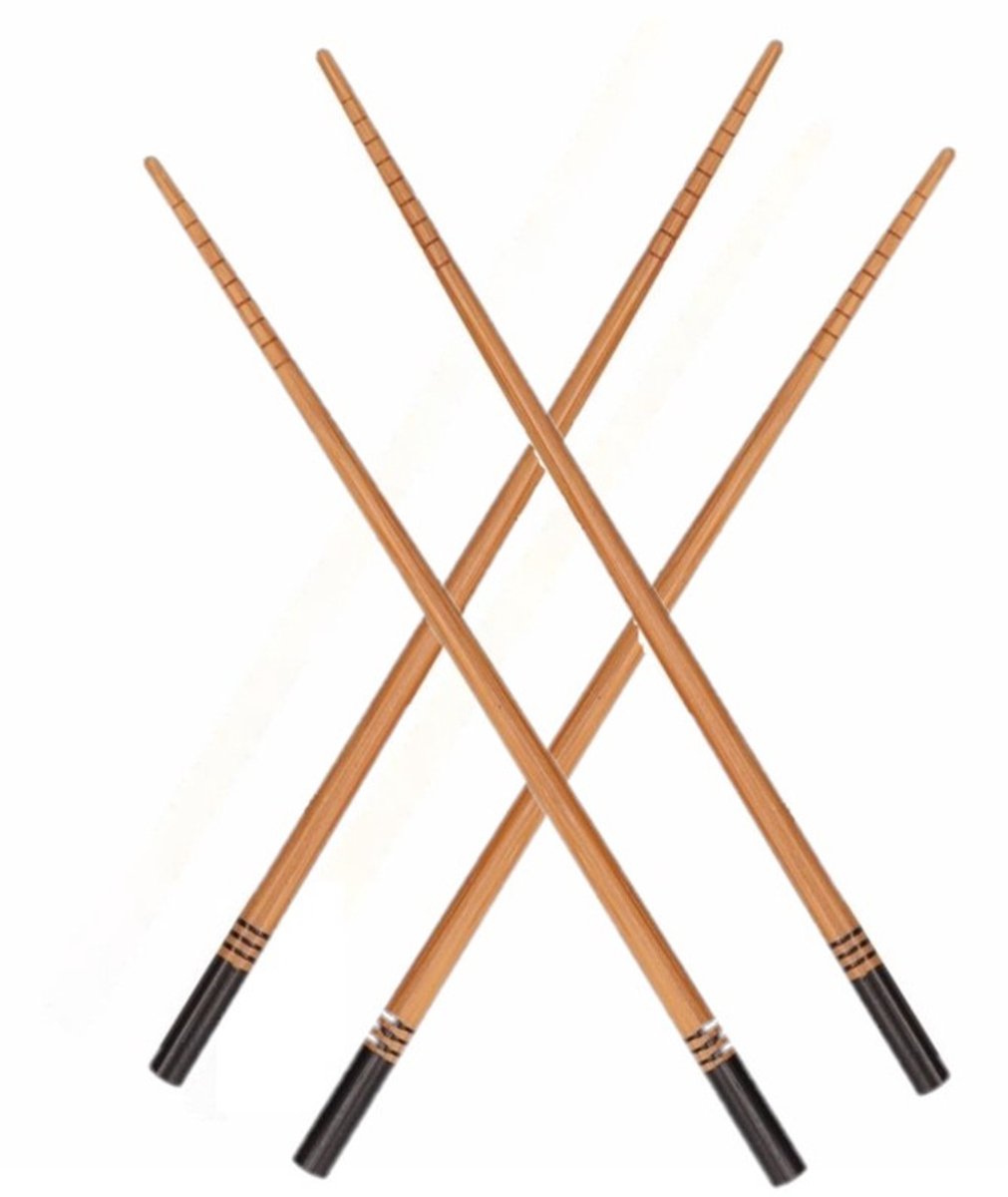 Bamboe Aziatiesche eetstokjes - bruin / zwart - 12x setje - hout