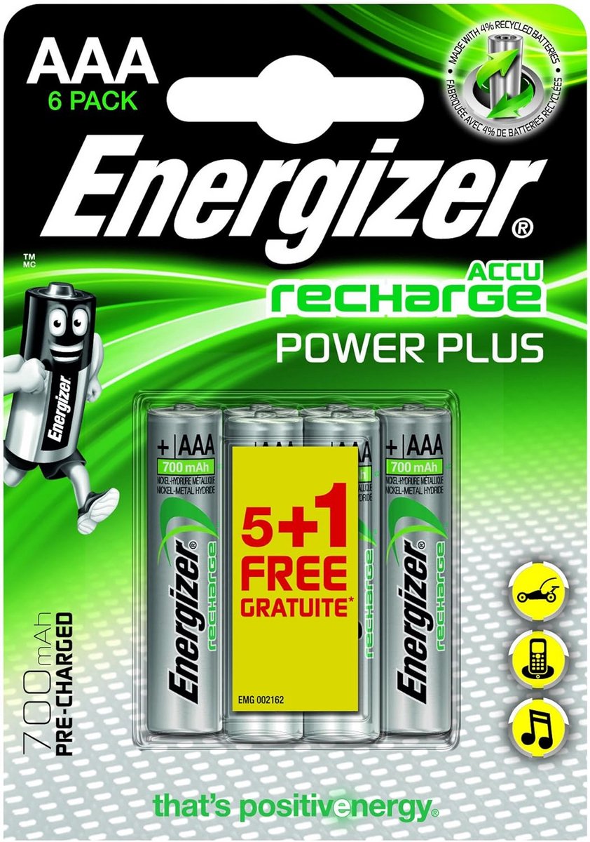 Oplaadbare AAA Batterijen Set (6 Stuks) – 1.2V 700mAh NiMH Power Plus