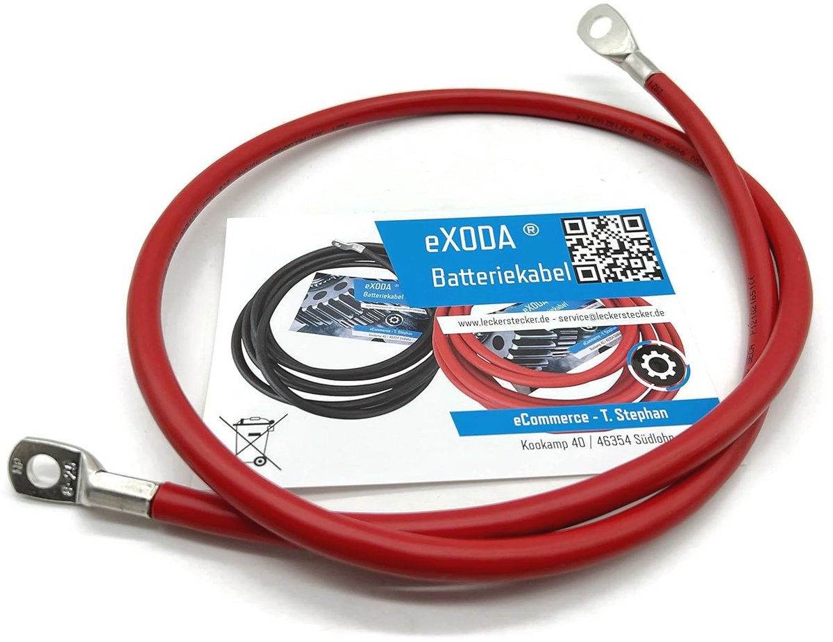 Batterijkabel 25 mm² 100 cm Stroomkabel Rood met Ringogen M8