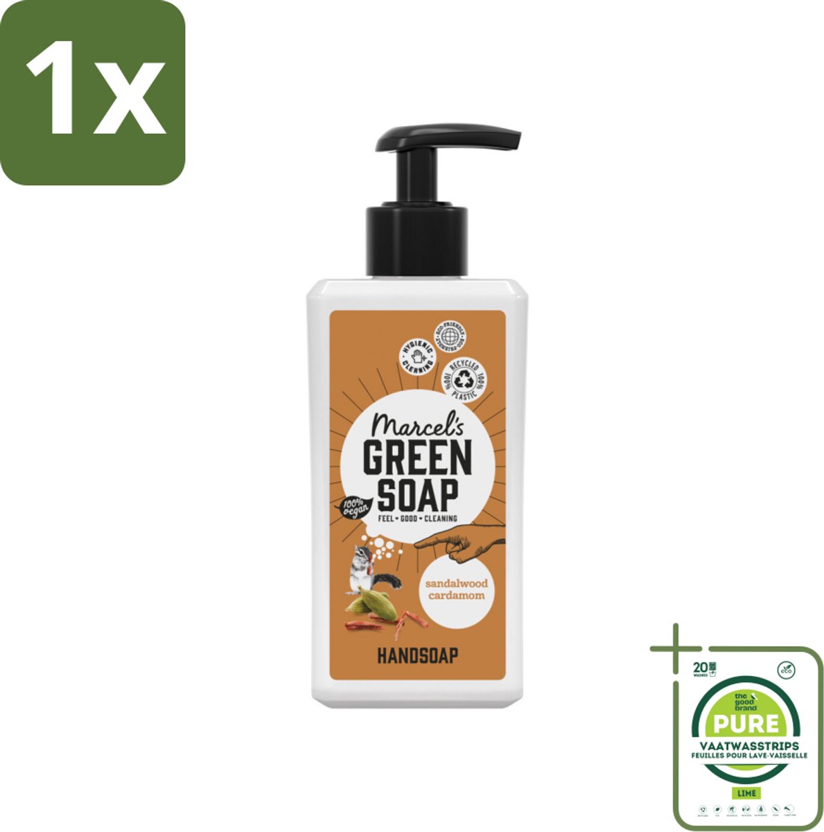 1 x Marcel’s Green Soap – Handzeep – Sandelhout & Kardemom – 500 ml - Handzeep - Natuurlijke Handzeep - Handzeep Met Geur - Handzeep Sandelhout - Handzeep Lavendel