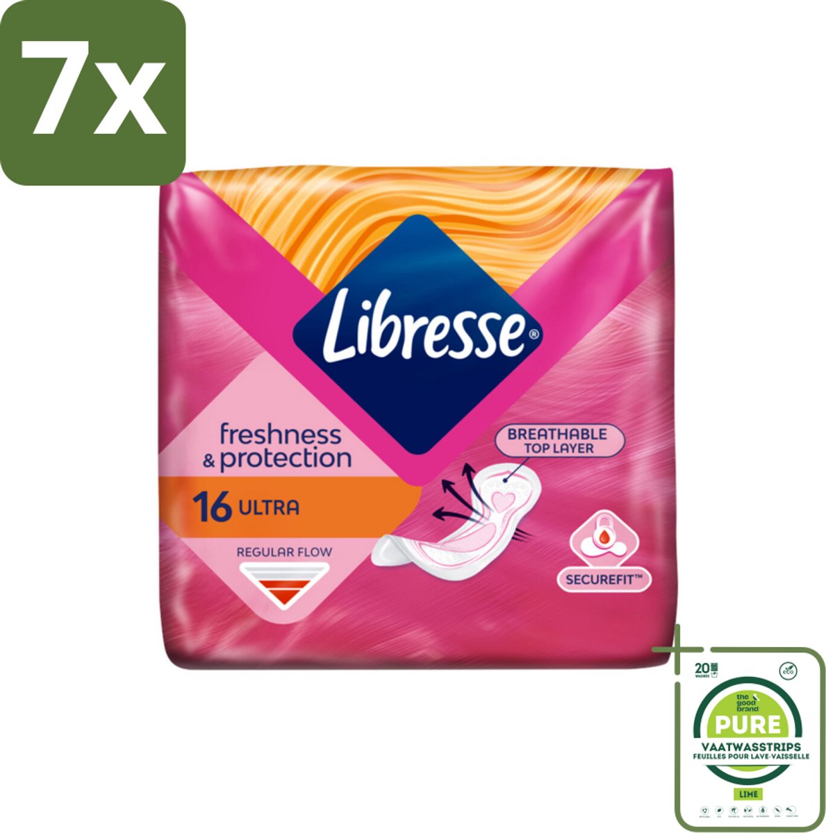 7 x Libresse – Inlegkruisjes – Invisible Normal 3 mm – 16 Inlegkruisjes - Grootverpakking - Inlegkruisjes - Bescherming - Ultradun - Discreet - Hygiëne