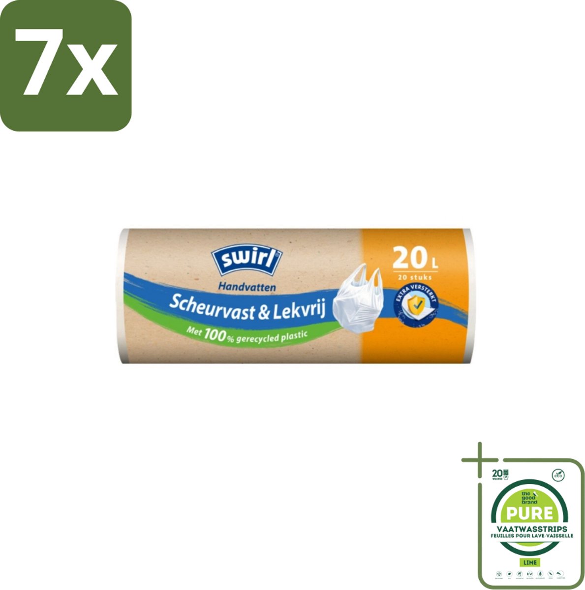 7 x Swirl – Pedaalemmerzakken – 20 L – Handvat – 20 zakken - Grootverpakking - Pedaalemmerzak - Emmerzak - Handvat - 20 L - Lekvrij