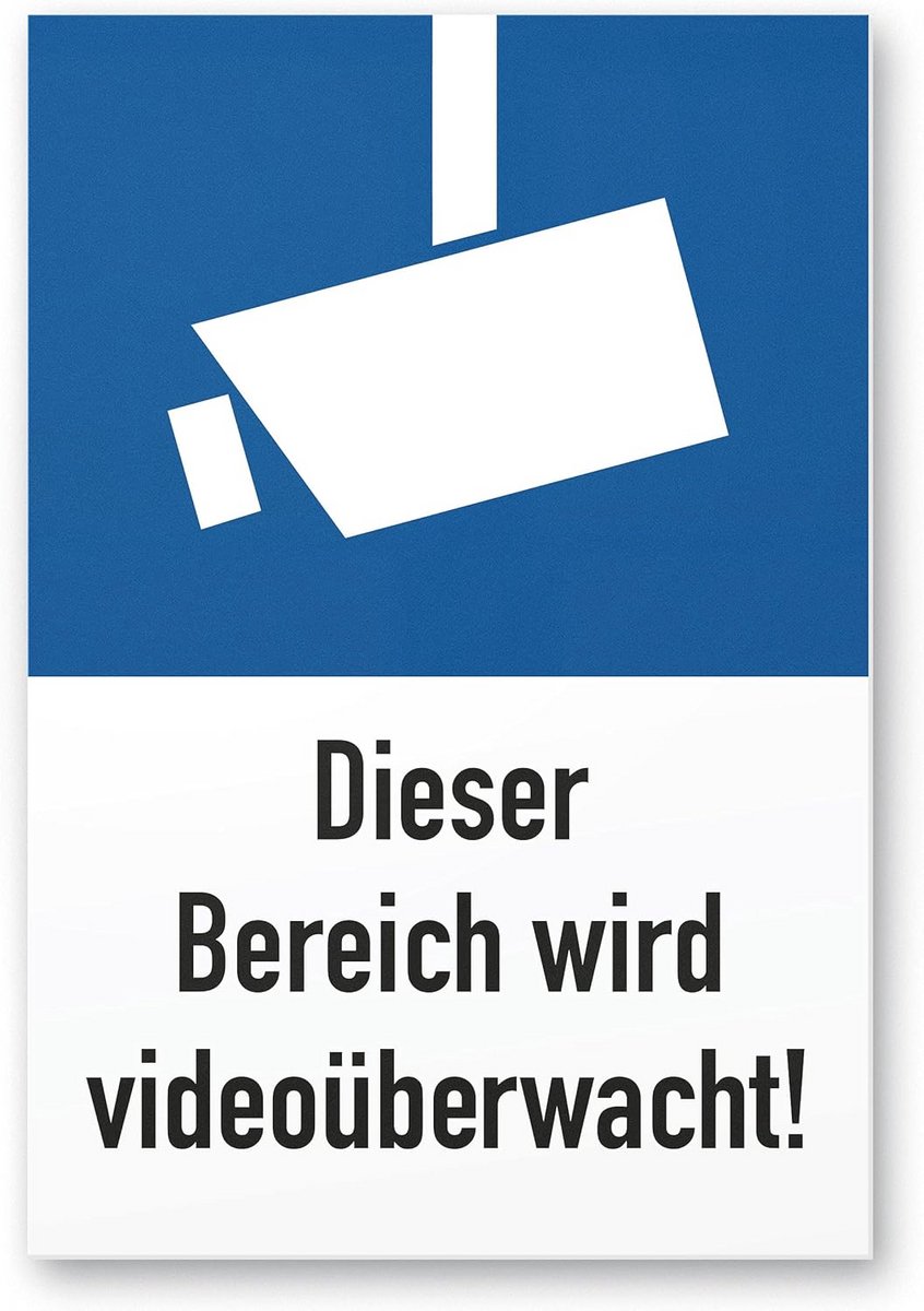 Waarschuwingsbord Videobewaking - Opgelet Voorzichtig 20 x 30 cm