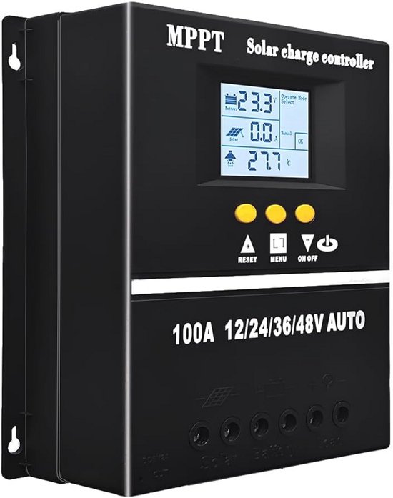MPPT Solar Laadregelaar 100A met LCD Scherm voor 12V, 24V, 36V, 48V en Dubbele USB