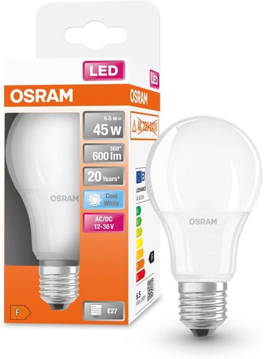 E27 LED Lamp met Lage Spanning - 600 Lumen Koud Wit (4000K) Nicht Dimbaar