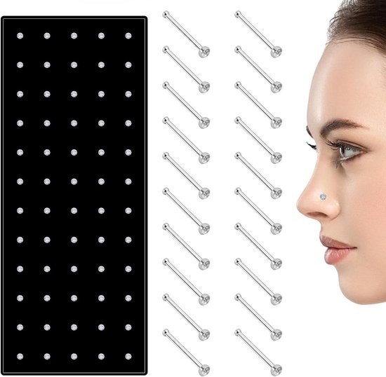 CHARMONLINE 20G Kerst Neusringen Pack Kerst Elementen L-vormige Neuspiercing Sieraden 316L Roestvrij Staal Sneeuwmannen Neus Ring Stud Neusgat Piercing Sieraden voor Vrouwen en Mannen.., Zirkonia