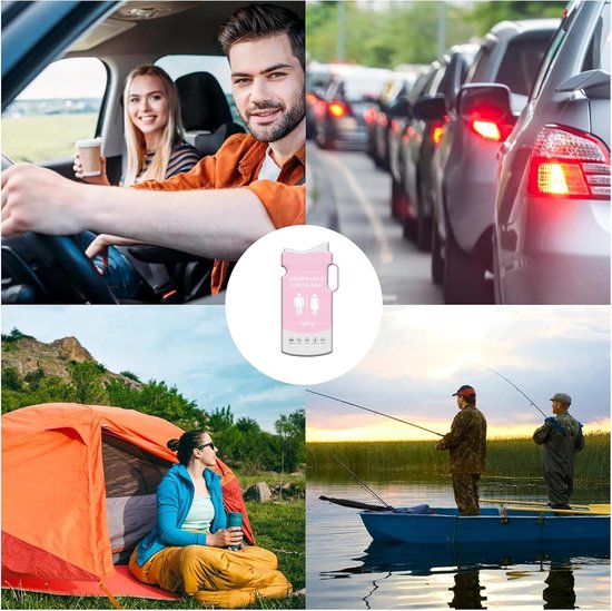 Pack of 6 Disposable Urine Bags met Suction Cup - Portable Urinal voor Travel met Handle - Emergency Toilets voor Mannen, Vrouwen en Kinderen - Voor Auto, Camping, File, Buitenactiviteiten — afbeelding 4