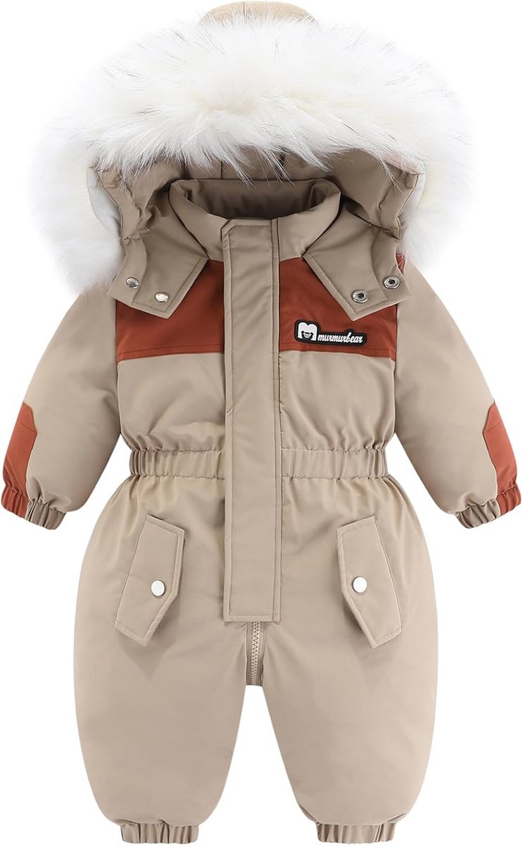 Winteroverall voor baby's - Warme en winddichte skipak voor jongens en meisjes met fleece en capuchon