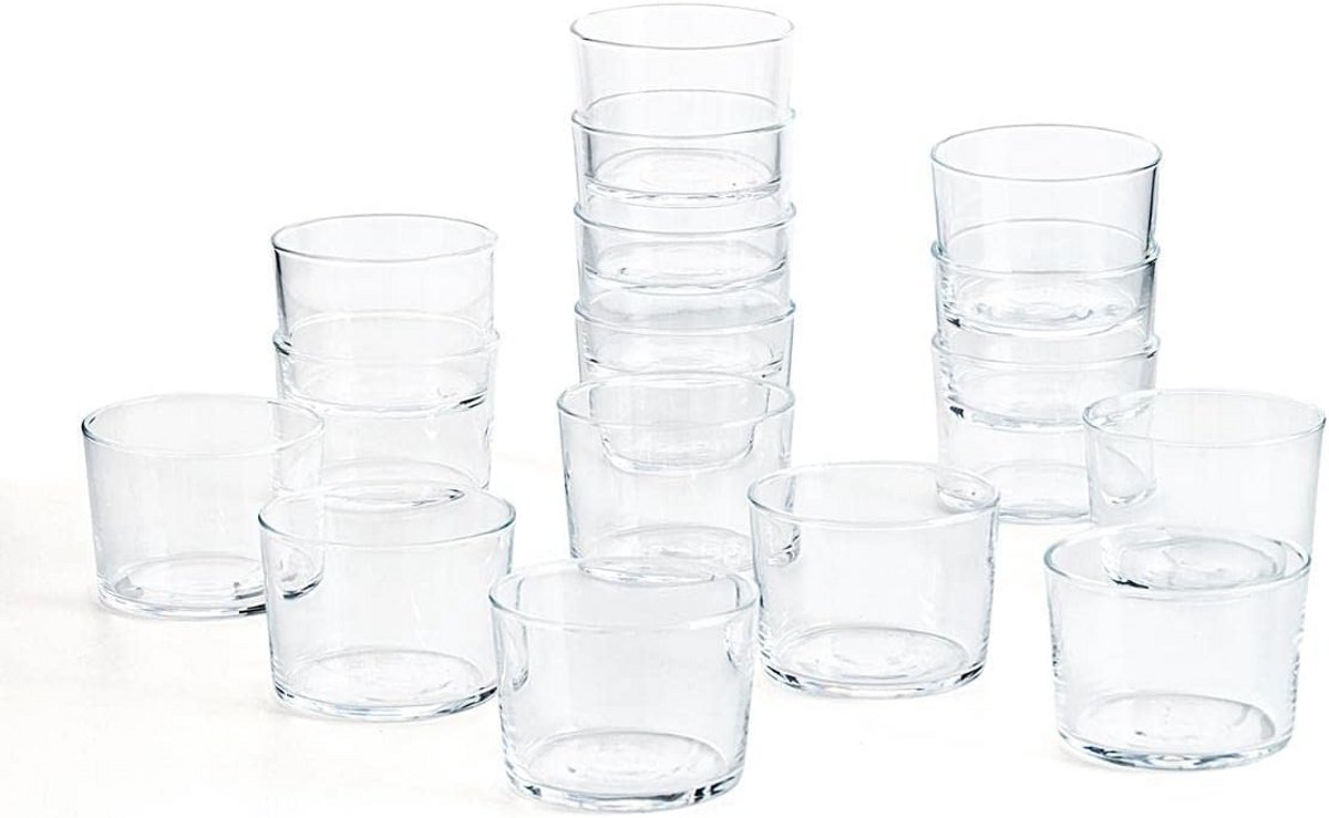 Set van 16 glazen – 23 cl – Vaatwasmachinebestendig, BPA-vrij, Hoogwaardig glas voor dagelijks gebruik