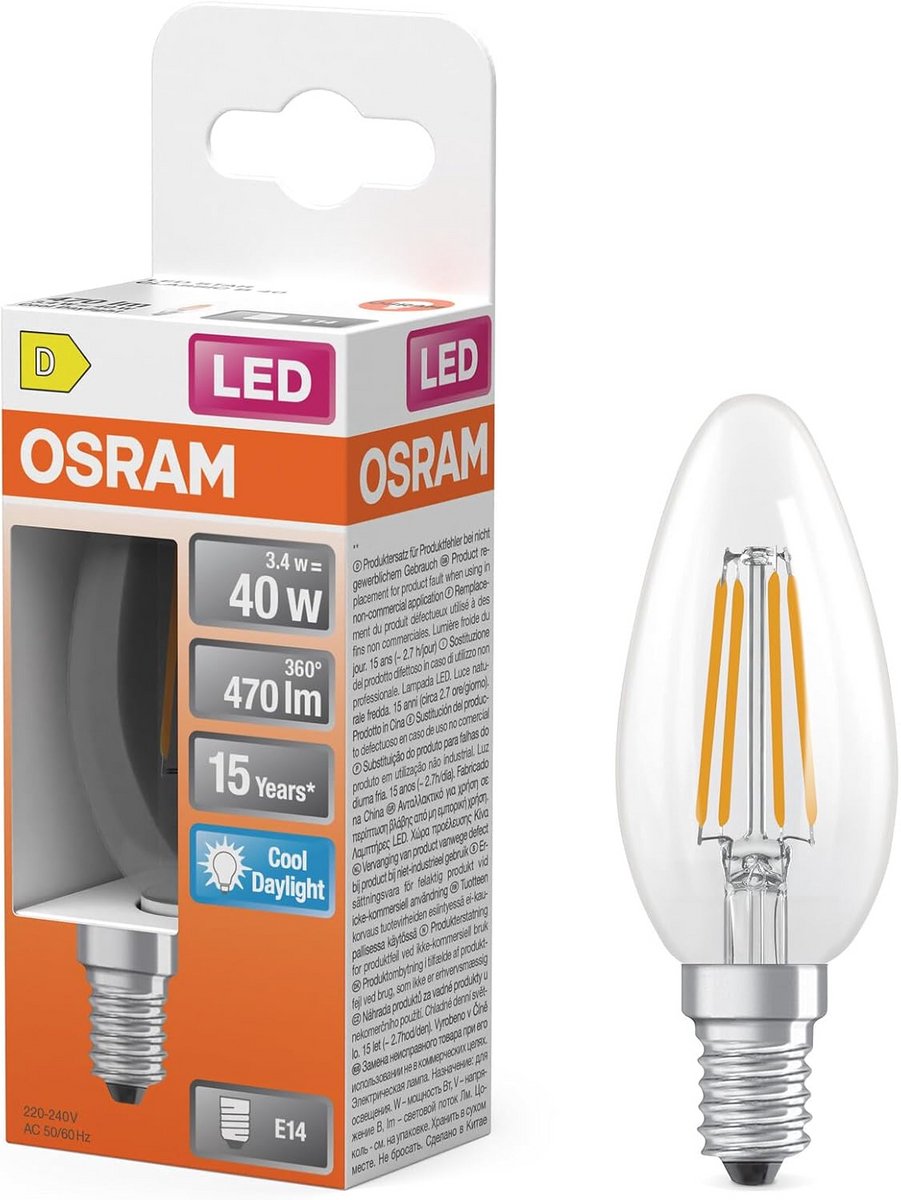 LED Kaarslamp E14 B40 3.4W Daglicht Wit - 470 Lumen - Lange Levensduur