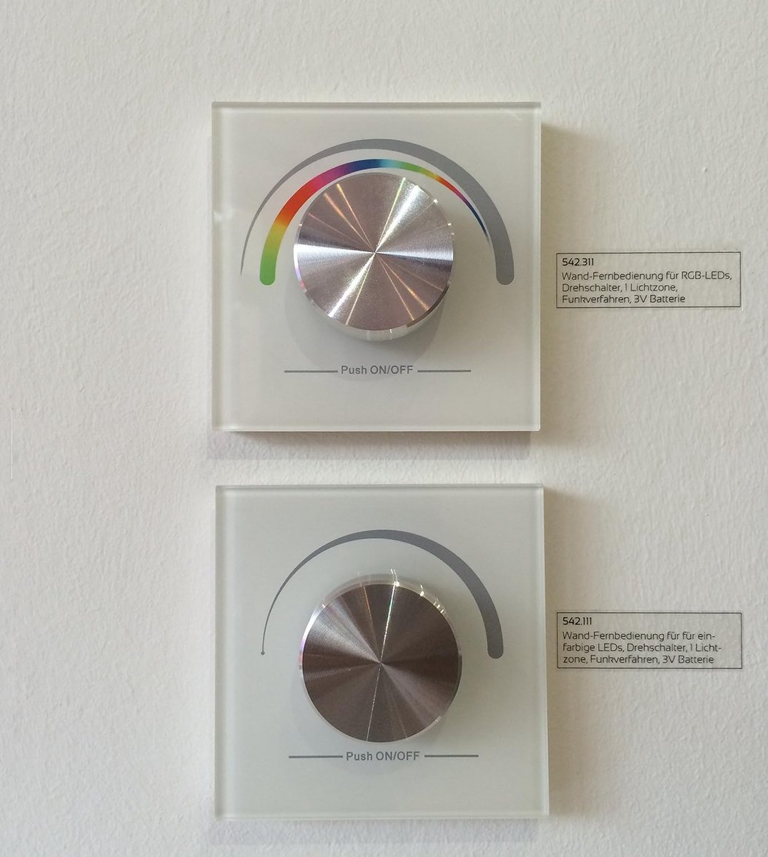 Wanddimmer met draaiknop voor duo-witte LED's - 1 zone, 3V batterijvoeding