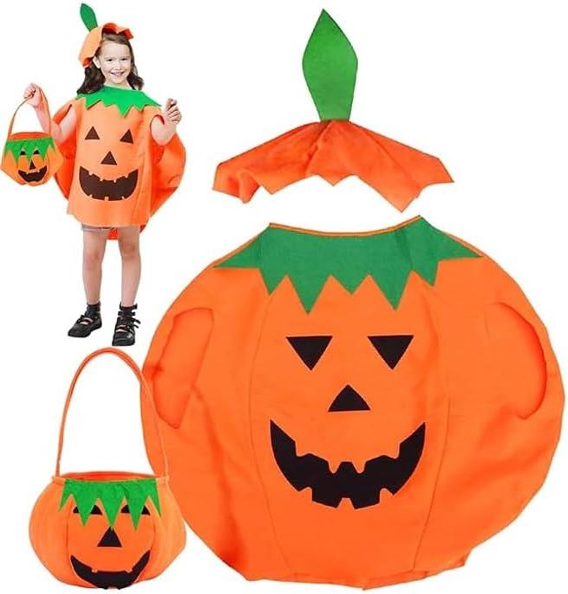 Allecta - Kinderkostuum met pompoenmotief voor Halloweenfeest en carnaval