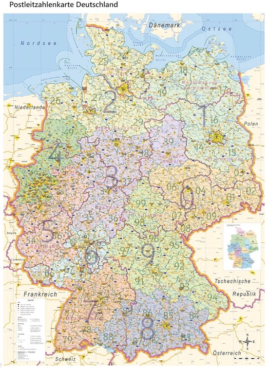 Grote Beschrijfbare Postcodekaart Duitsland - Afwasbaar, Lam ... - cover