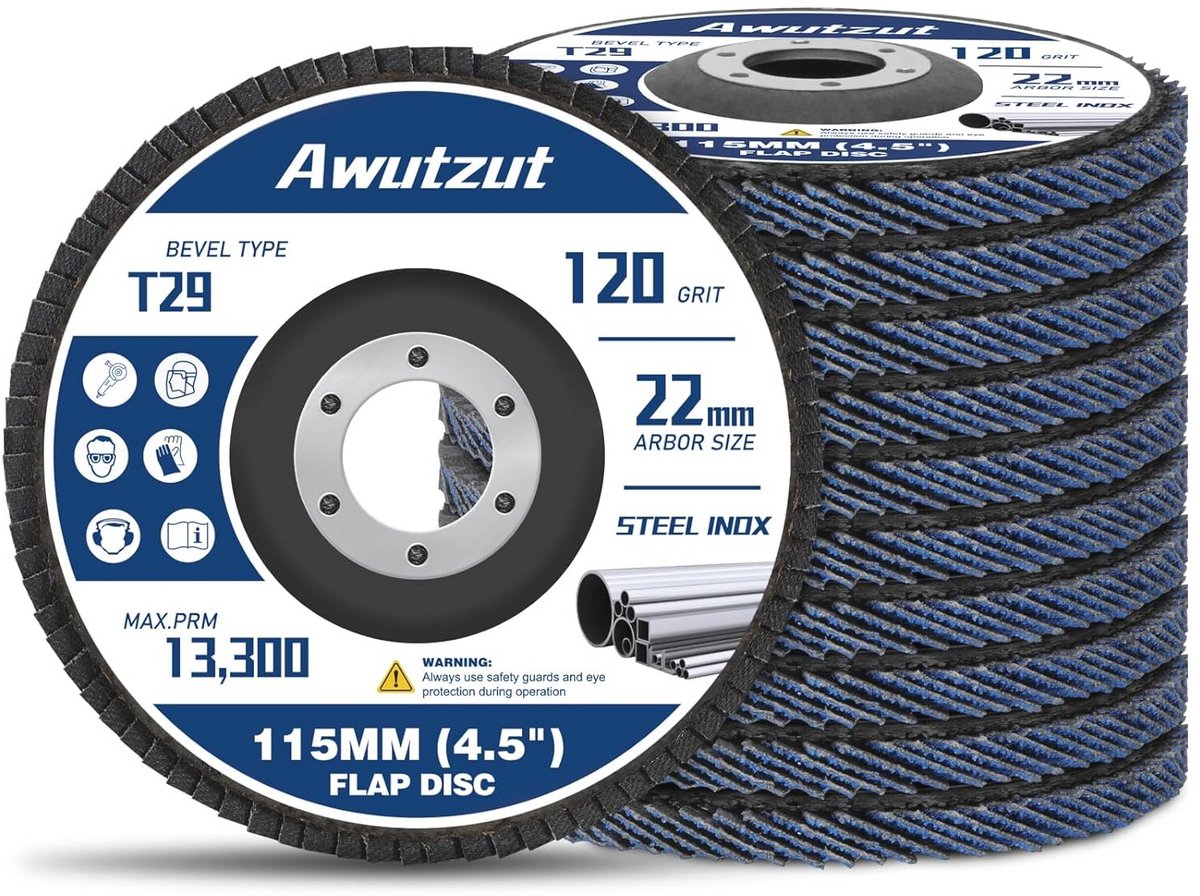Waaierschijf 115 mm - 12 stuks lamellenschijven voor haakse slijper - Korrel 120 voor metaal en hout