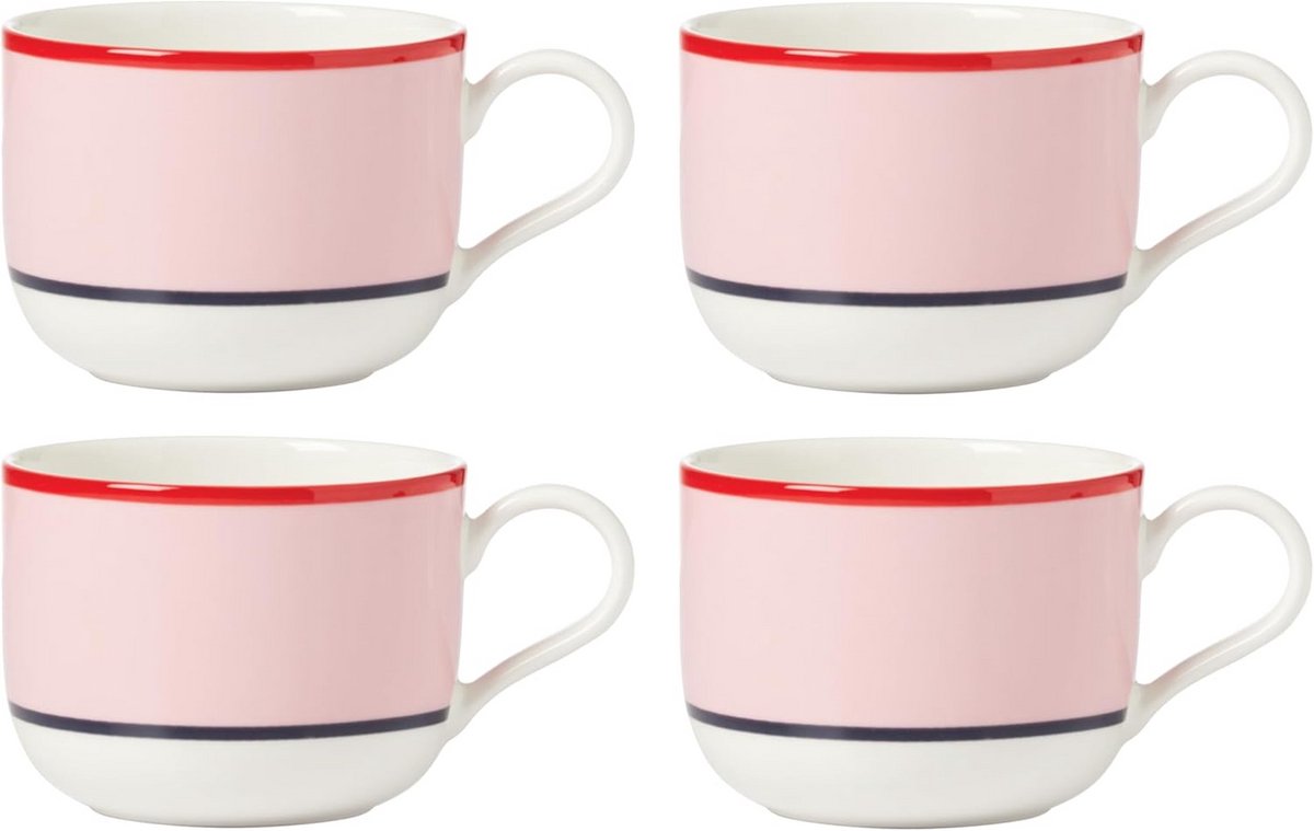 Set van 4 Elegante Mokken voor Koffie en Thee in Roze en Blauw