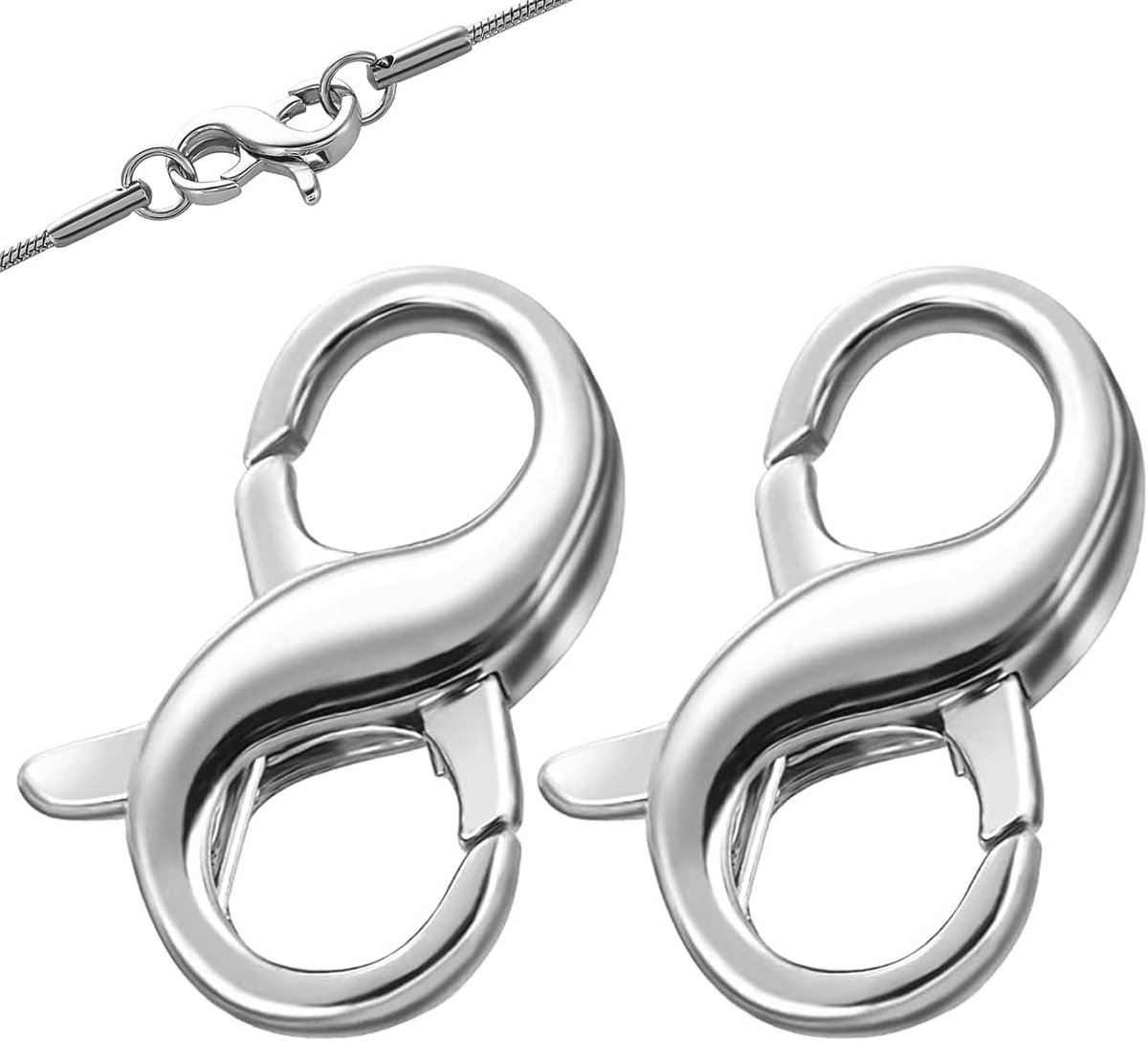 Zilveren Karabijnsluiting 2 Stuks Voor Sieraden - 16mm x 10mm Lobster Clasp Set Voor Halskettingen en Armbanden