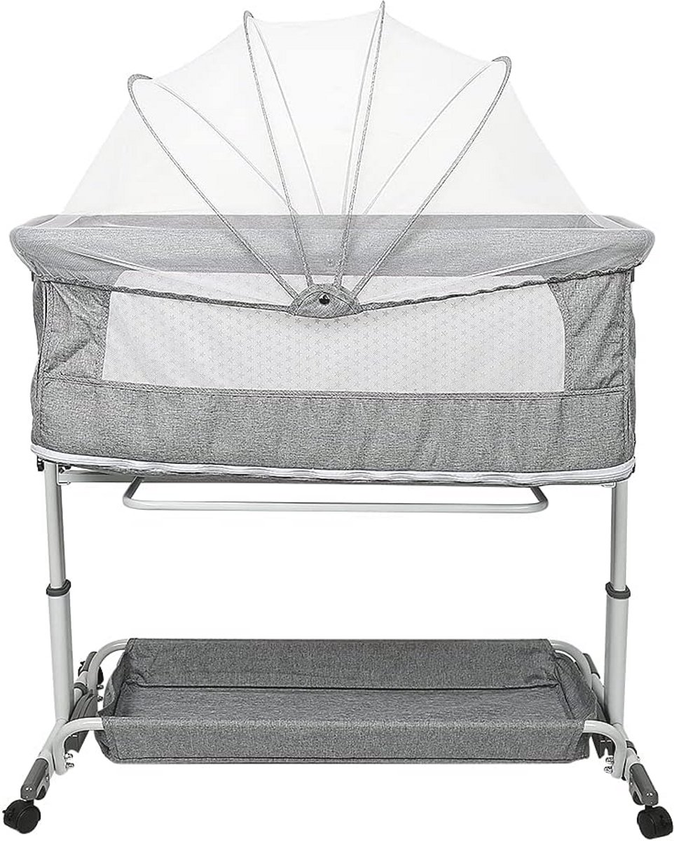 Tweepersoonsbed voor baby's met Hoogteverstelling en Wielen, 113 x 66 x 84