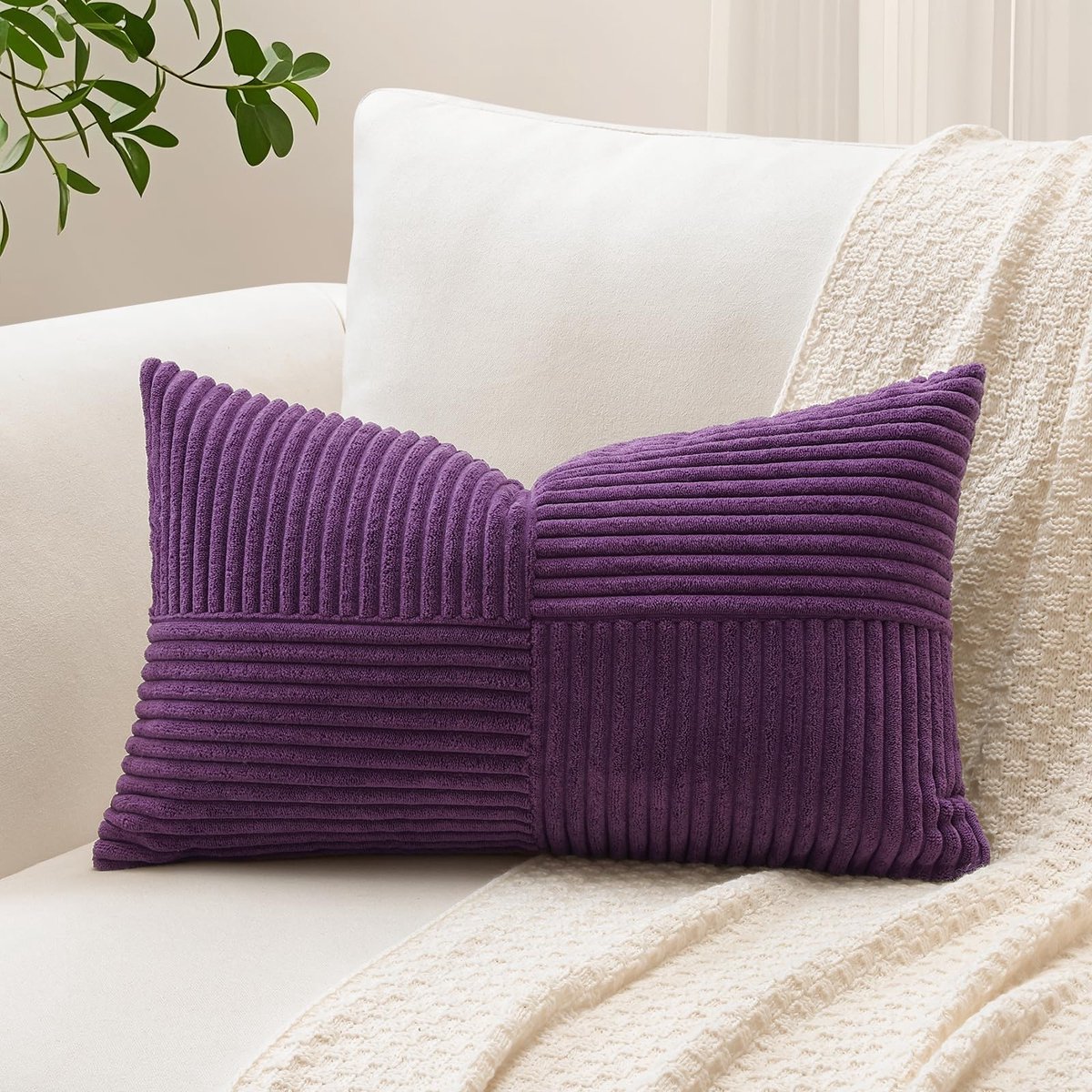 Unyqoos Zachte paarse kussensloop van corduroy met elegant gestreept ontwerp