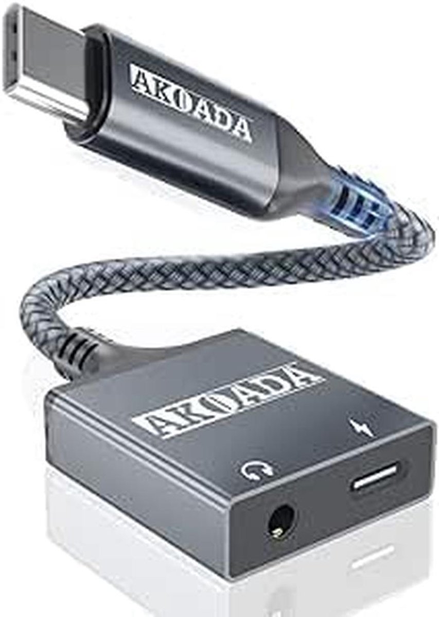 USB-C naar 3,5mm Jack Audio Adapter met 30W Snellader, Type-C Hoofdtelefoon Splitter