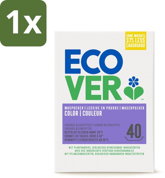 1 x Ecover - Waspoeder Color - Voor gekleurde was - 3 kg - 40 wasbeurten - Gekleurde Was - Waspoeder - Kleuren Behouden - Vlekken Verwijderen - Duurzaam Wasmiddel