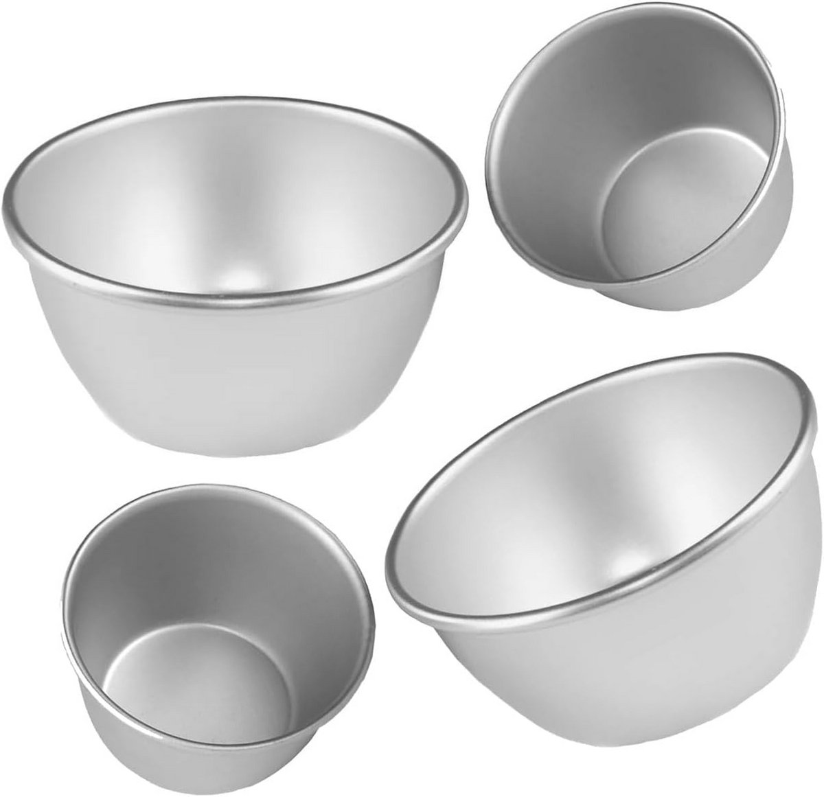 Set van 4 aluminium puddingvormen - mini bakvormpjes voor cupcakes en desserts (4 stuks)