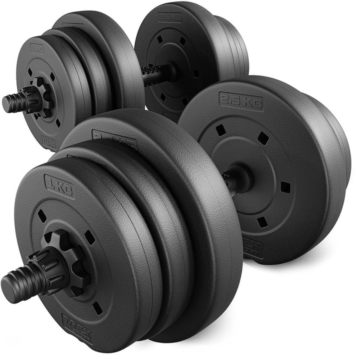 Trex Sport set Set K TX-010SK verstelbare bitumen halterset 2×10 kg met 25 mm stangen 44 cm