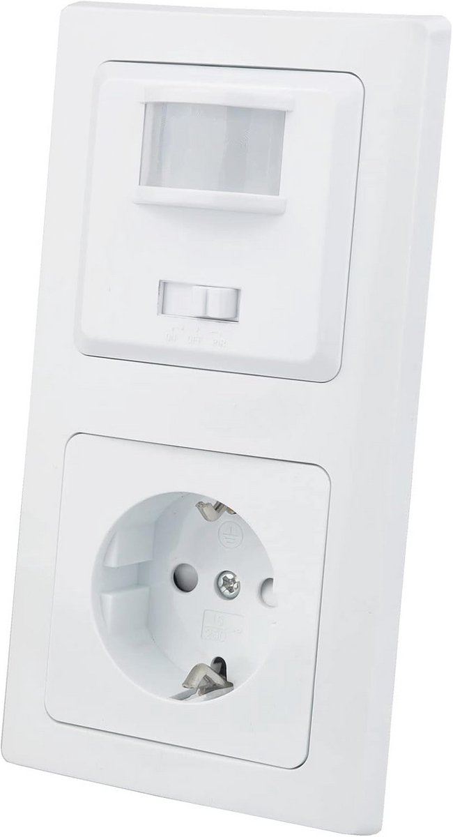 Bewegingsmelder en Stopcontact Wit, 2-draads voor Snelle Montage en Veiligheid