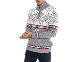 Heren Gebreide Noorse Trui met Opstaande Kraag en Ritssluiting