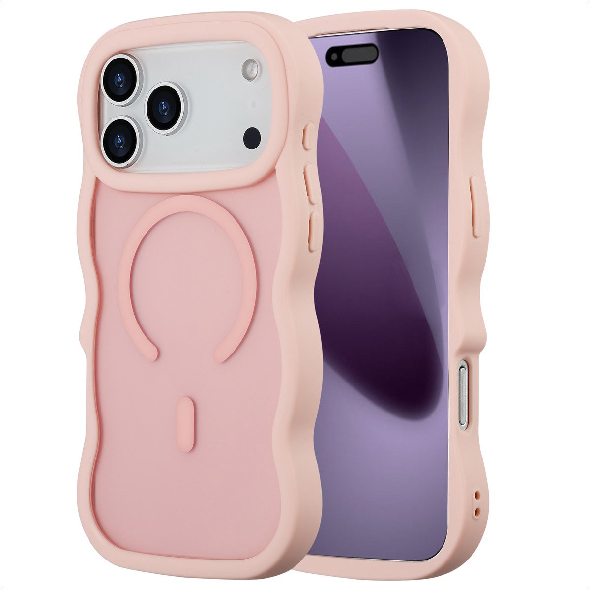 Selencia Wavy Case - Golvend Hoesje geschikt voor Apple iPhone 17 Pro Max - Soft Pink