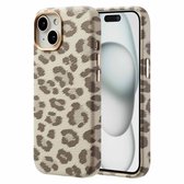 Coque Selencia - Compatible iPhone 15 - Coque arrière Sabi imprimé léopard compatible MagSafe - Ivoire doux