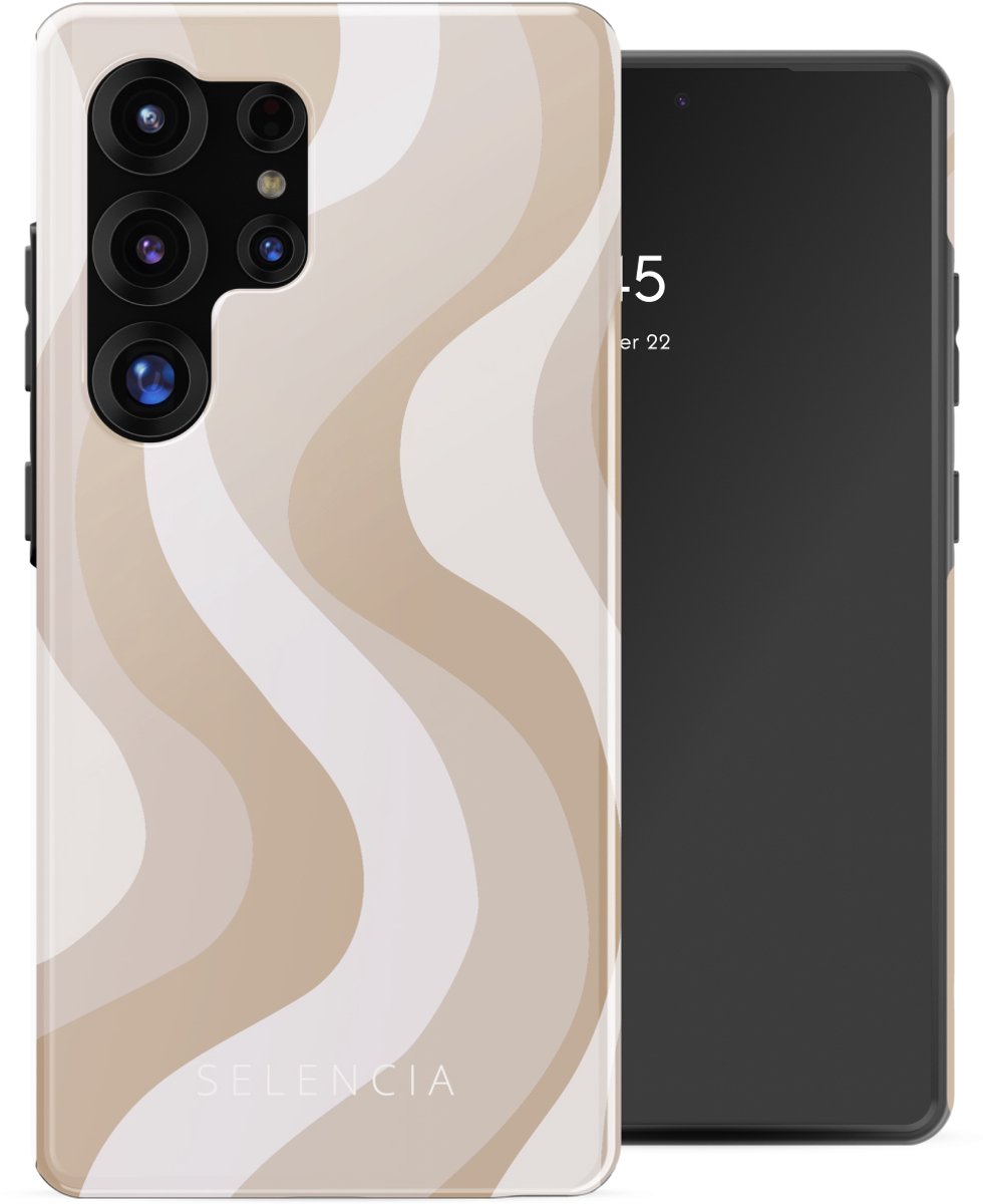 Selencia Hoesje - Geschikt voor Samsung Galaxy S25 Ultra - Backcover - Desert Waves Beige