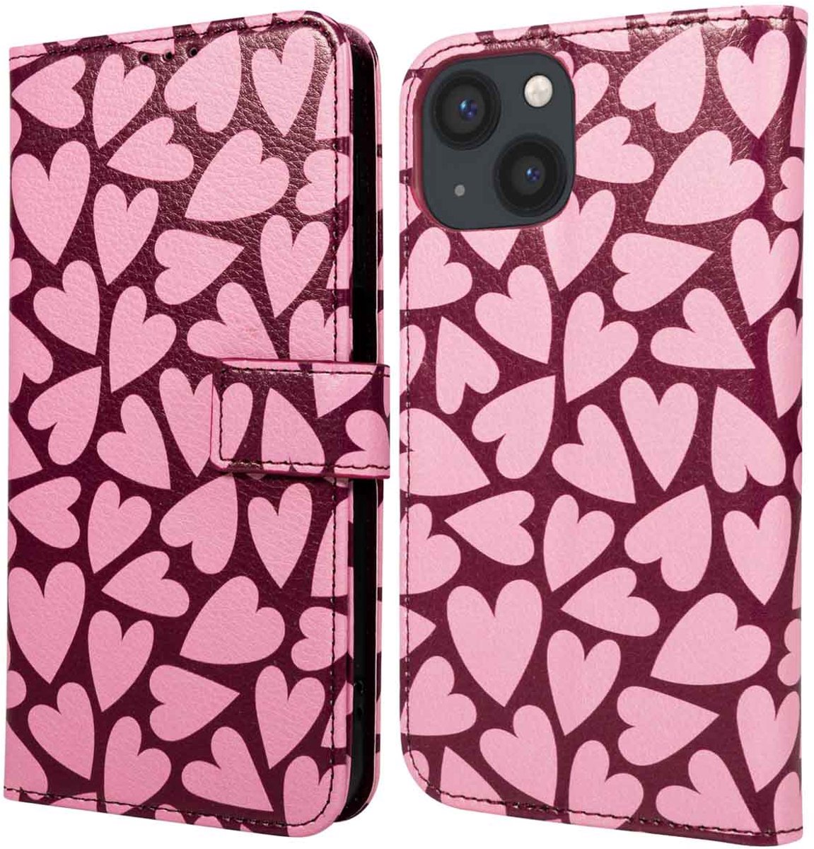 imoshion Hoesje - Geschikt voor Apple iPhone 13 - Design Bookcase smartphone - Hearty Blush