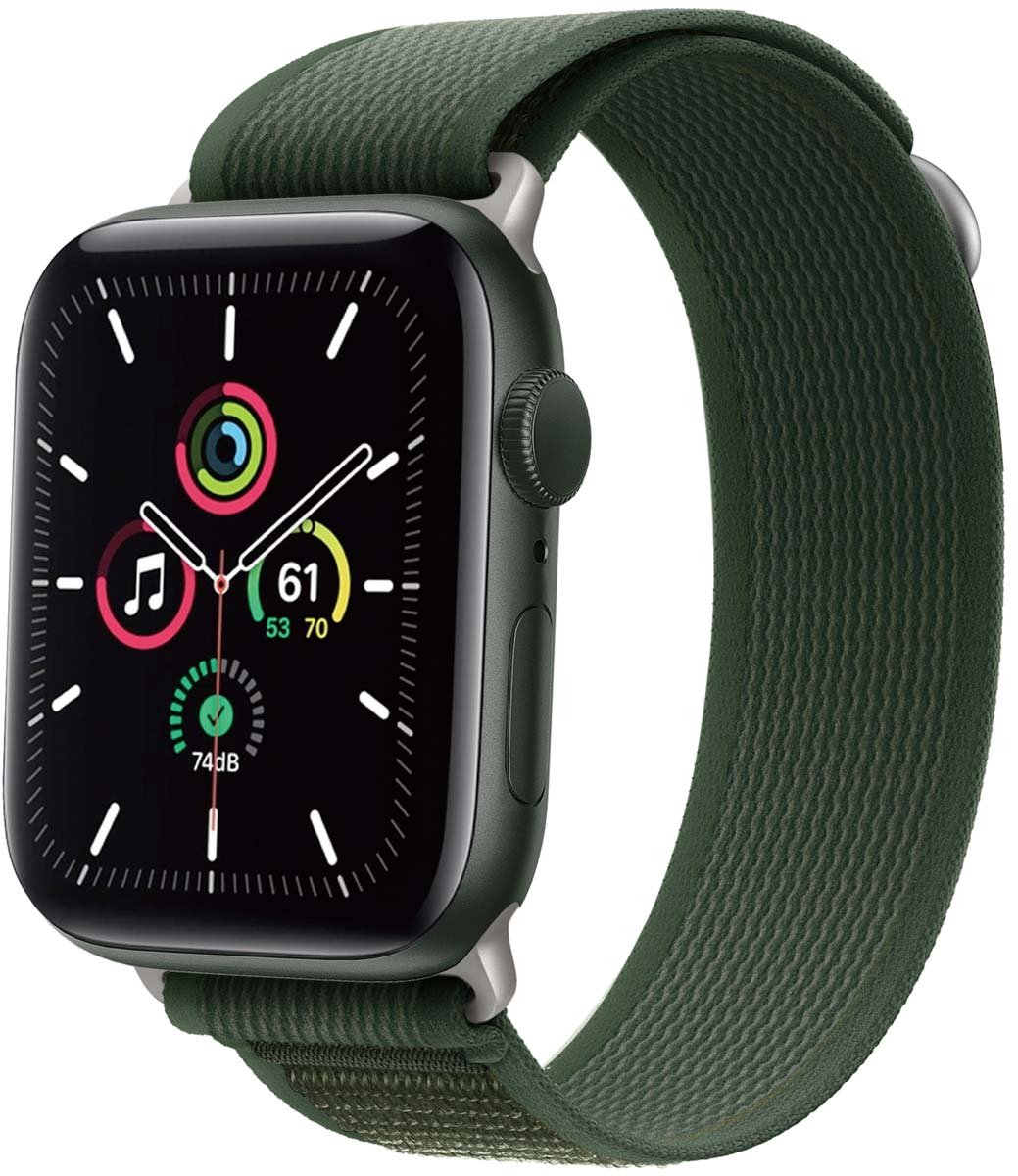 iMoshion Nylon Trail bandje geschikt geschikt voor Apple Watch Series 1 / 2 / 3 / 4 / 5 / 6 / 7 / 8 / 9 / SE - 38 / 40 / 41 mm - Legergroen