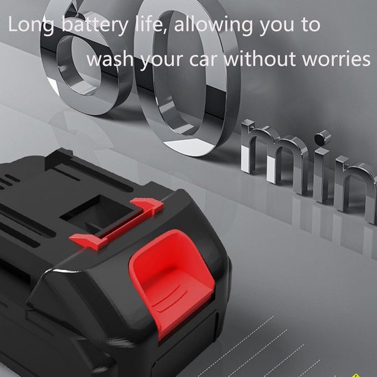 Hogedrukreiniger met accu, 21 V, 15.000 mAh, met 2 batterijen, draagbare professionele hogedrukreiniger met gereedschapskist voor auto, terras en tuin, van vloeren en buiten, zwart — afbeelding 5