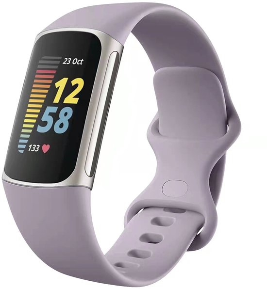 Convient pour Fitbit Charge 5 Sport Band avec boucle - Wit / Noir - Bicolore - Taille