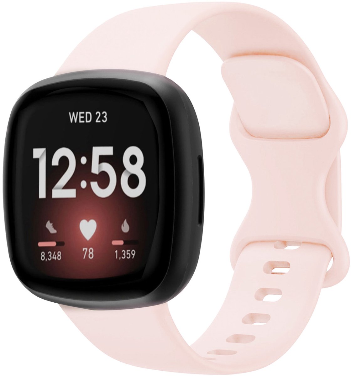 Siliconen⁺ bandje - Geschikt voor Fitbit Sense/ Versa 3/ Versa 4/ Sense 2 - Roze