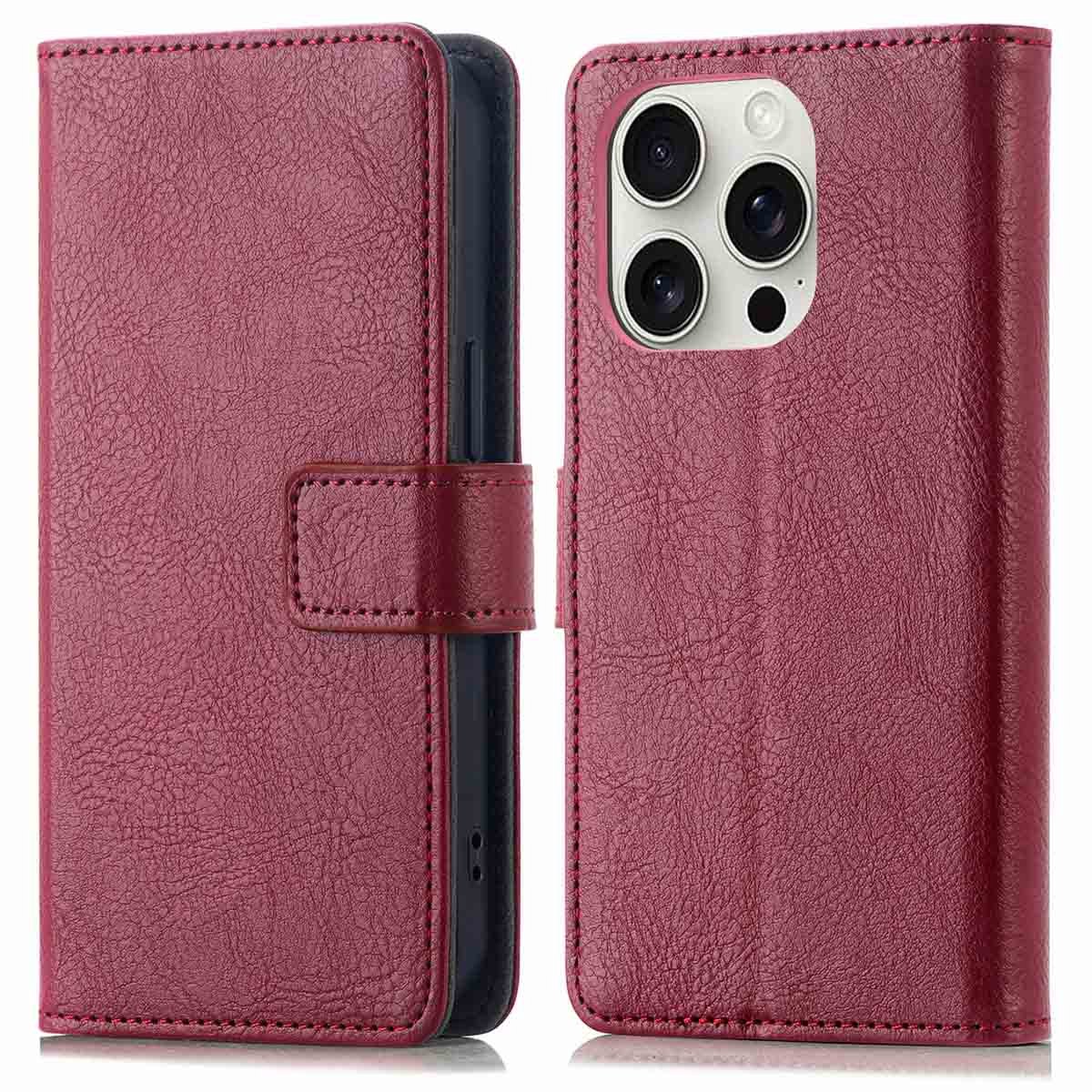 imoshion Hoesje - Geschikt voor Apple iPhone 16 Pro - Luxe Bookcase - Bordeaux
